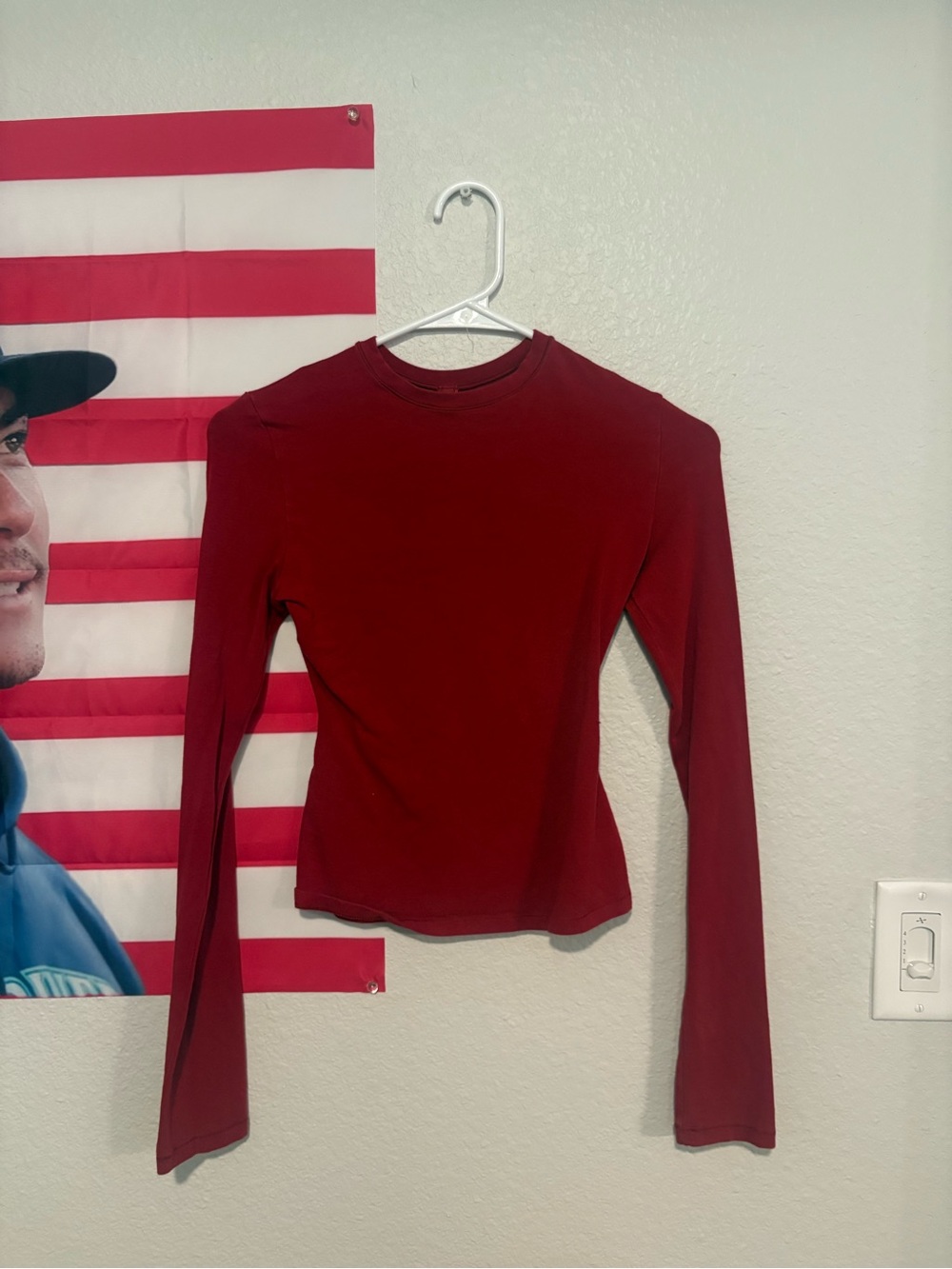 SKIMS Long-Sleeve Crewneck Top - Burgundy
